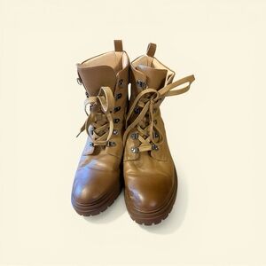 Women’s Brown Leather Lace-Up Combat Boots